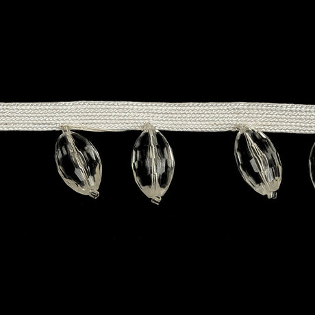 Vintage Crystal Oval Short Beaded Fringe - 1"