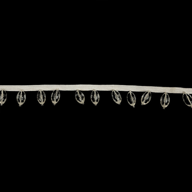 Vintage Crystal Oval Short Beaded Fringe - 1"