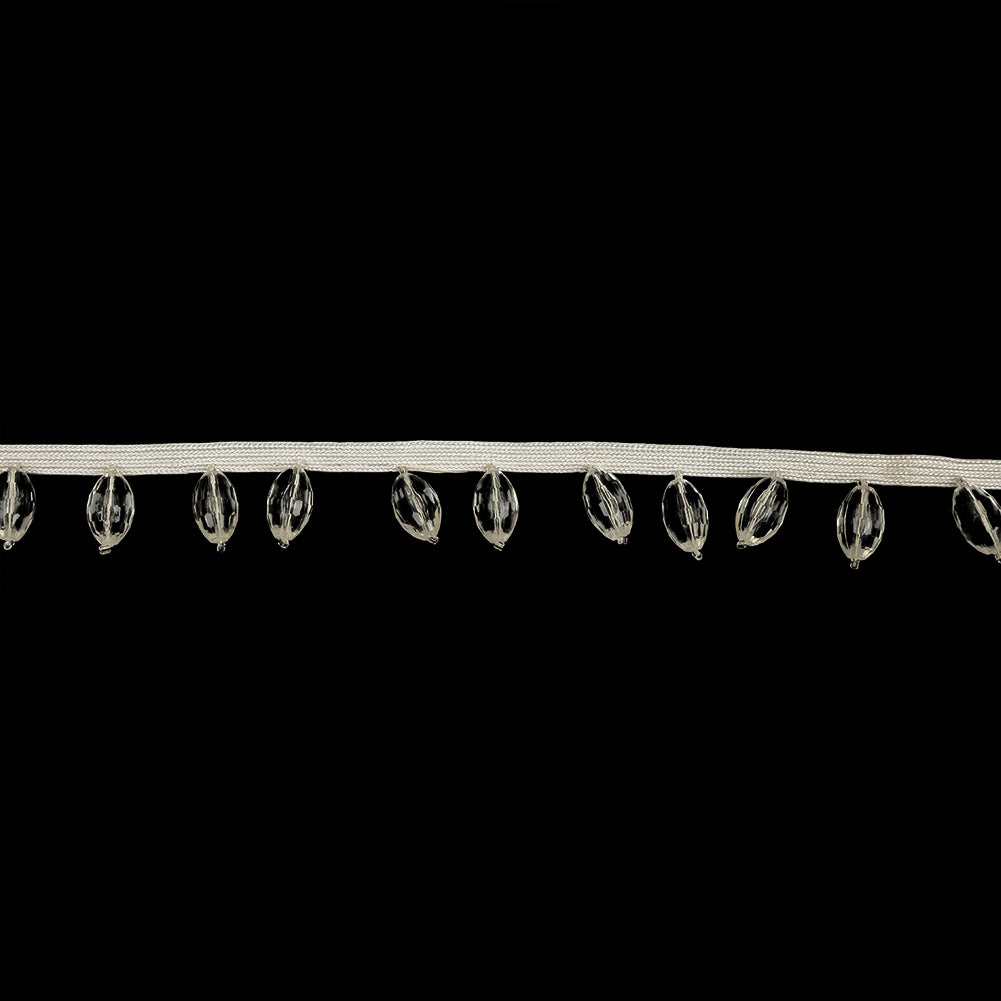 Vintage Crystal Oval Short Beaded Fringe - 1"
