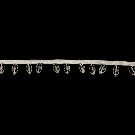 Vintage Crystal Oval Short Beaded Fringe - 1"
