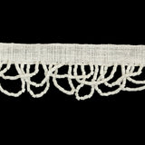 Vintage Chalk White Small Looped Bugle Beaded Fringe - 1.125"