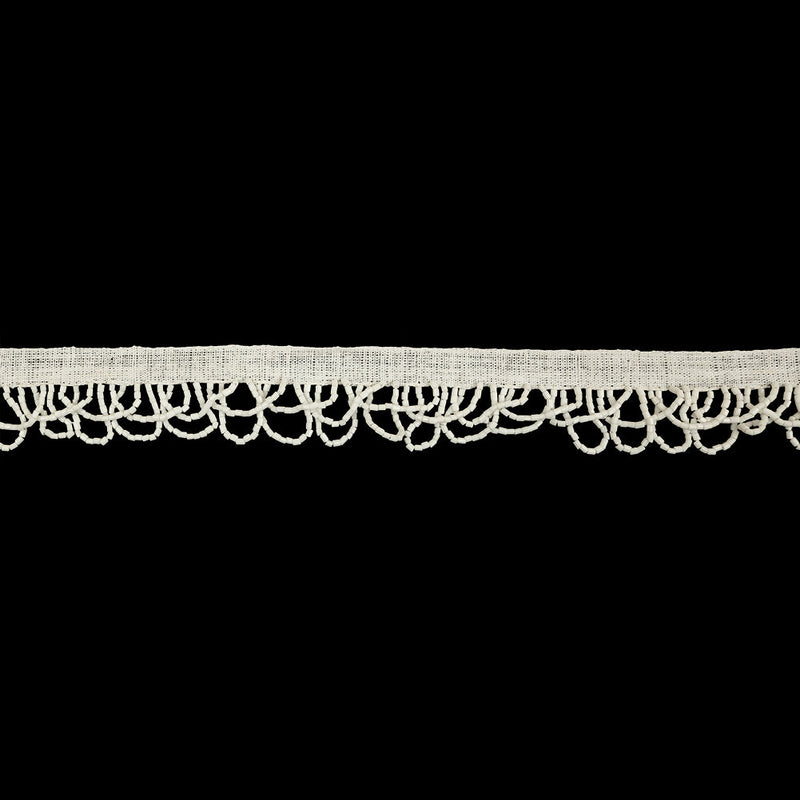 Vintage Chalk White Small Looped Bugle Beaded Fringe - 1.125"