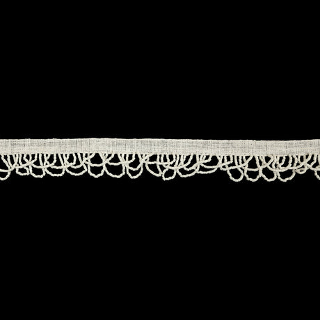 Vintage Chalk White Small Looped Bugle Beaded Fringe - 1.125"