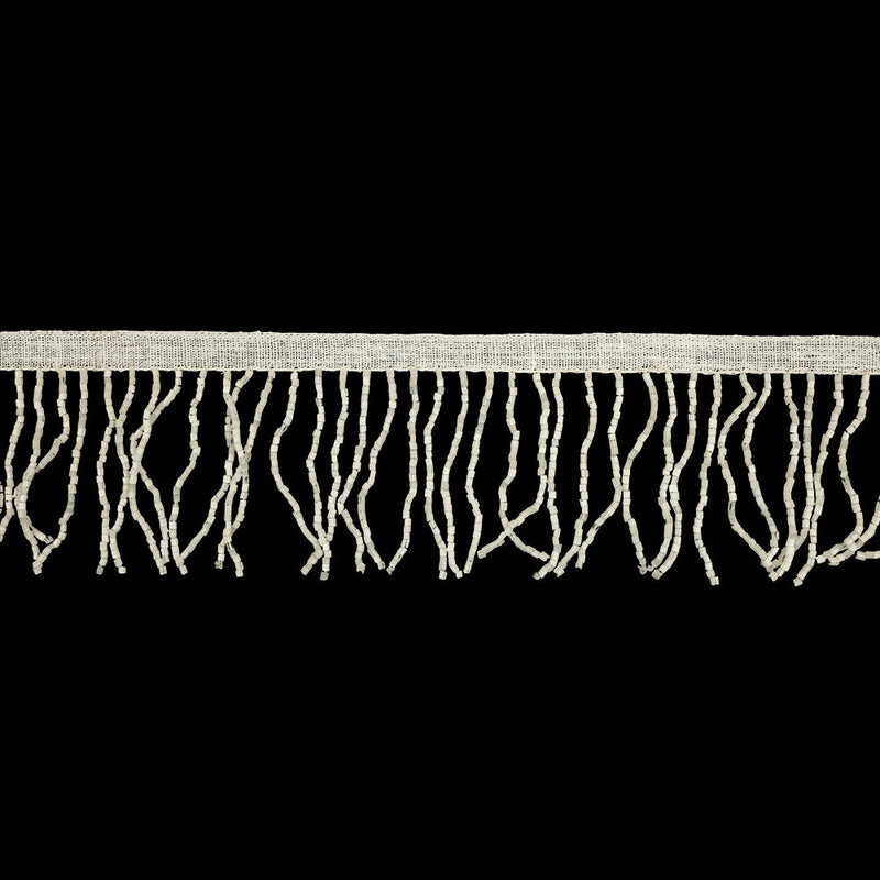 Vintage White Satin Chop Beaded Fringe - 2.5"