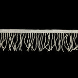 Vintage White Satin Chop Beaded Fringe - 2.5"