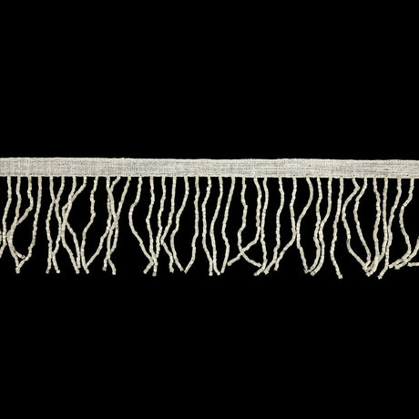 Vintage White Satin Chop Beaded Fringe - 2.5"