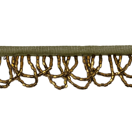 Vintage Bronze Small Looped Bugle Beaded Fringe - 1"