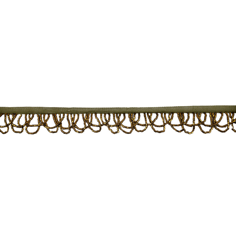 Vintage Bronze Small Looped Bugle Beaded Fringe - 1"
