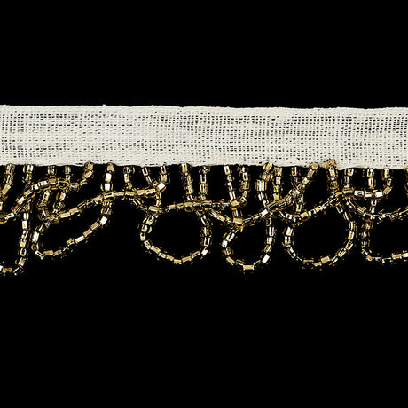 Vintage Gold Small Looped Bugle Beaded Fringe - 1"