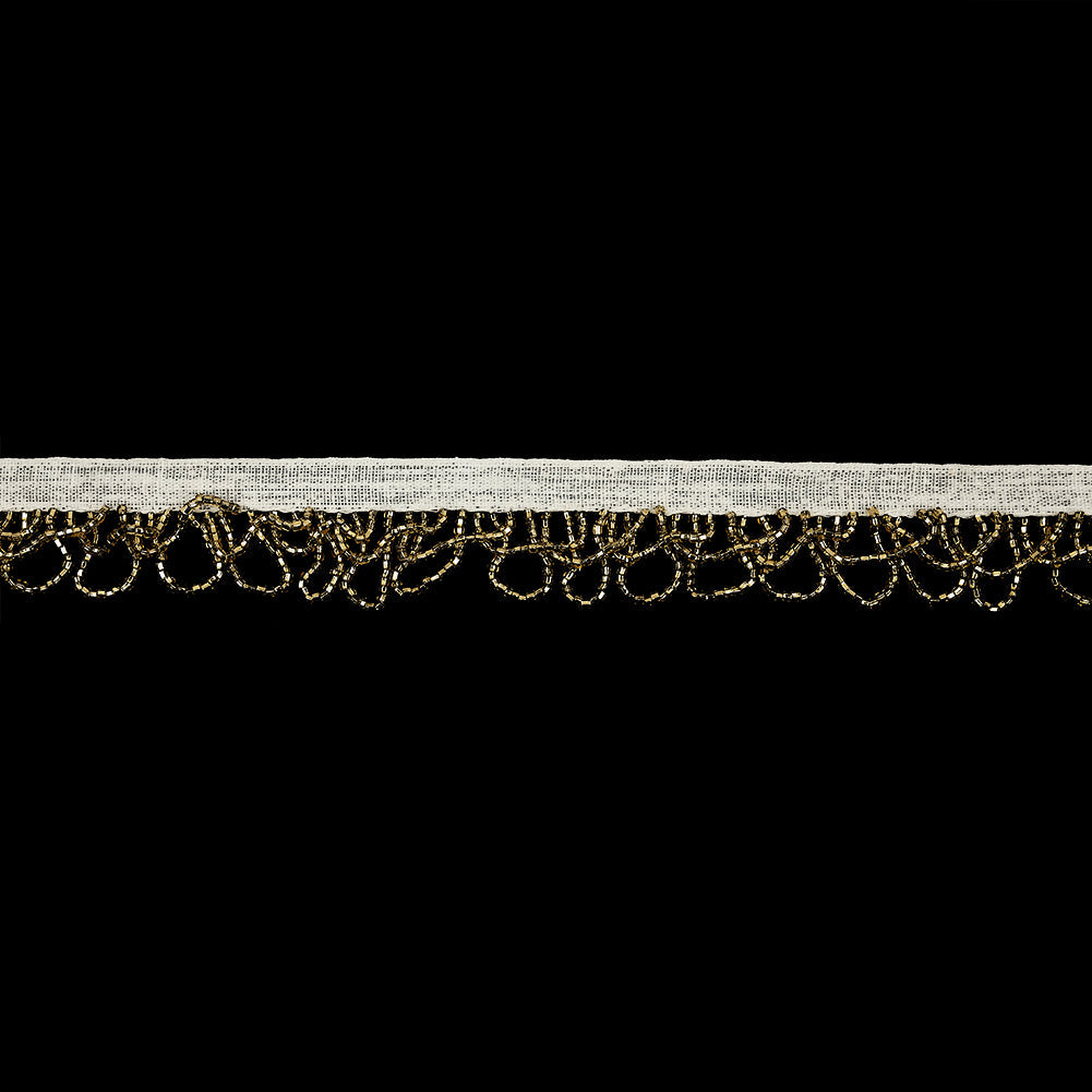 Vintage Gold Small Looped Bugle Beaded Fringe - 1"