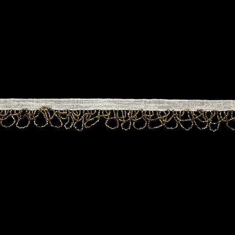Vintage Gold Small Looped Bugle Beaded Fringe - 1"