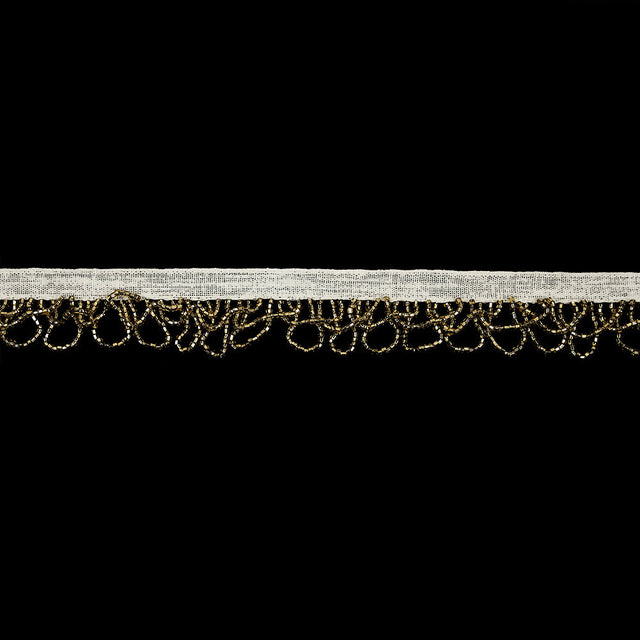 Vintage Gold Small Looped Bugle Beaded Fringe - 1"