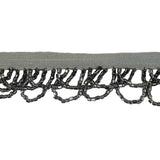 Vintage Gunmetal Small Looped Bugle Beaded Fringe - 1"