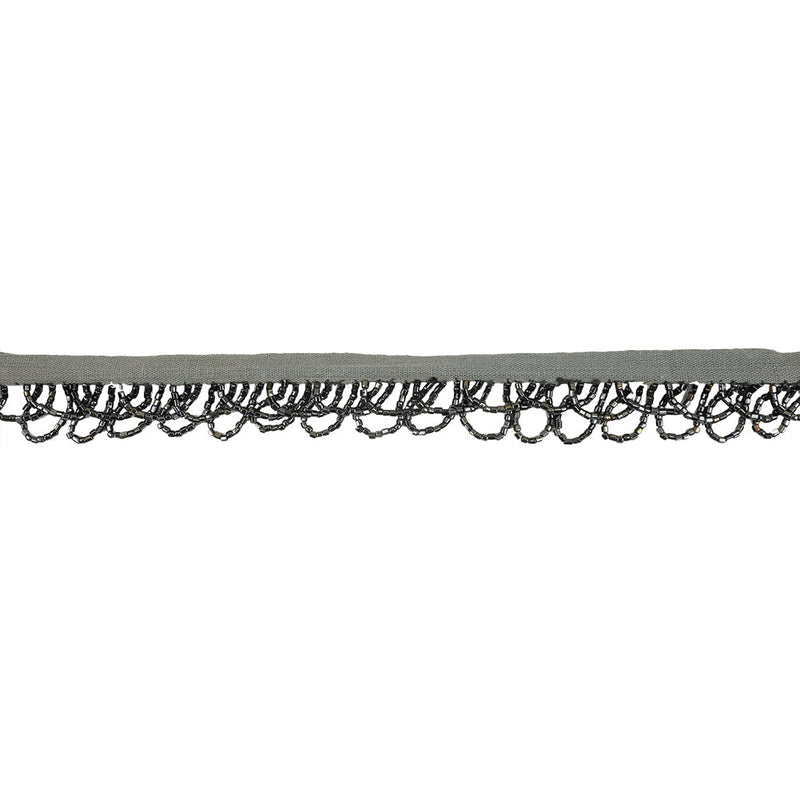 Vintage Gunmetal Small Looped Bugle Beaded Fringe - 1"