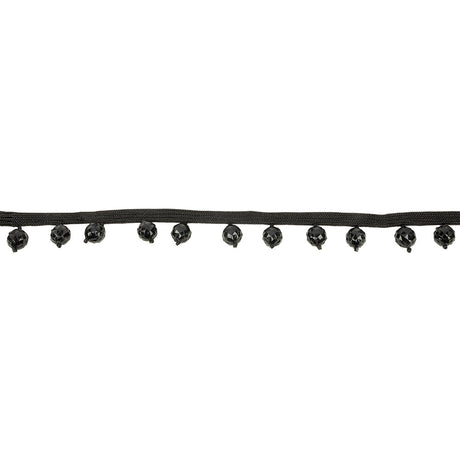 Vintage Black Faceted Beaded Fringe Trim - 0.75"