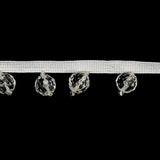 Vintage Crystal Faceted Round Beaded Fringe - 0.75"