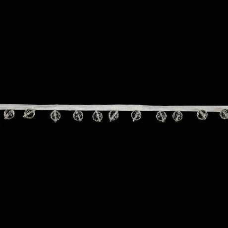 Vintage Crystal Faceted Round Beaded Fringe - 0.75"