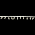 Vintage Ivory Fabric Covered and Crystal Beaded Fringe Trim on Ivory Tape - 0.875"