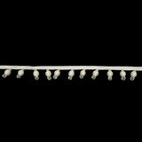 Vintage Ivory Fabric Covered and Crystal Beaded Fringe Trim on Ivory Tape - 0.875"
