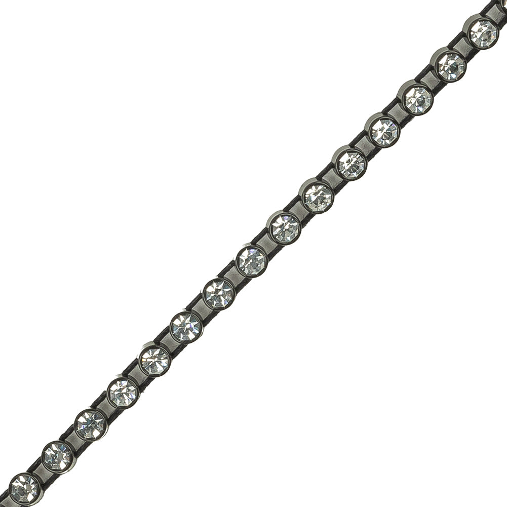 Vintage Black and AB Crystal Single Row Rhinestone Trim - 0.125"