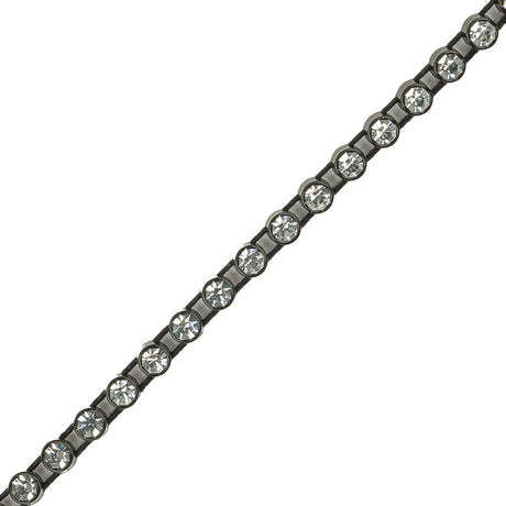 Vintage Black and AB Crystal Single Row Rhinestone Trim - 0.125"