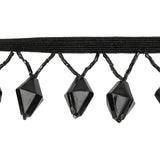 Vintage Black Diamond and Seed Beaded Fringe - 1.5"