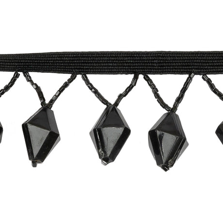 Vintage Black Diamond and Seed Beaded Fringe - 1.5"