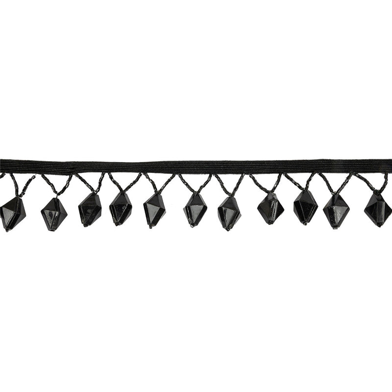 Vintage Black Diamond and Seed Beaded Fringe - 1.5"