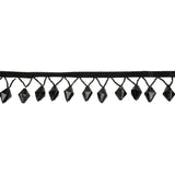 Vintage Black Diamond and Seed Beaded Fringe - 1.5"