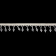 Vintage Crystal Small Faceted Teardrops and Seed Beaded Fringe Trim on Ivory Tape - 1.25"