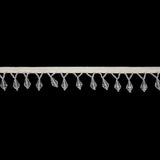 Vintage Crystal Small Faceted Teardrops and Seed Beaded Fringe Trim on Ivory Tape - 1.25"