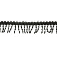 VIntage Black Diamond Beaded Fringe on Black Braid - 1.75"