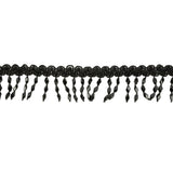VIntage Black Diamond Beaded Fringe on Black Braid - 1.75"