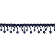 Vintage Blue Beaded Fringe Trim on Blue Braid - 1.5"