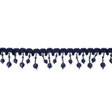 Vintage Blue Beaded Fringe Trim on Blue Braid - 1.5"