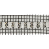 Vintage Vertical Crystal Rhinestones on Double Edge Black Mesh Trimming - 1.375"