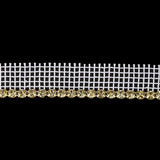 Vintage One Row Czech Crystal Rhinestones in Gold Settings on White Mesh - 0.75"