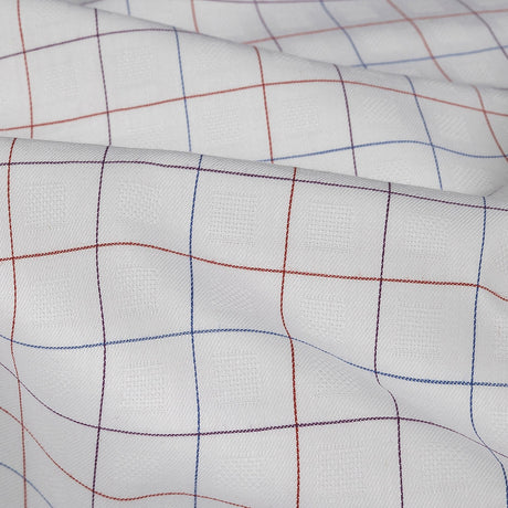 White, Adrenaline Rush and Nebulas Blue Gridded Checks Cotton Shirting