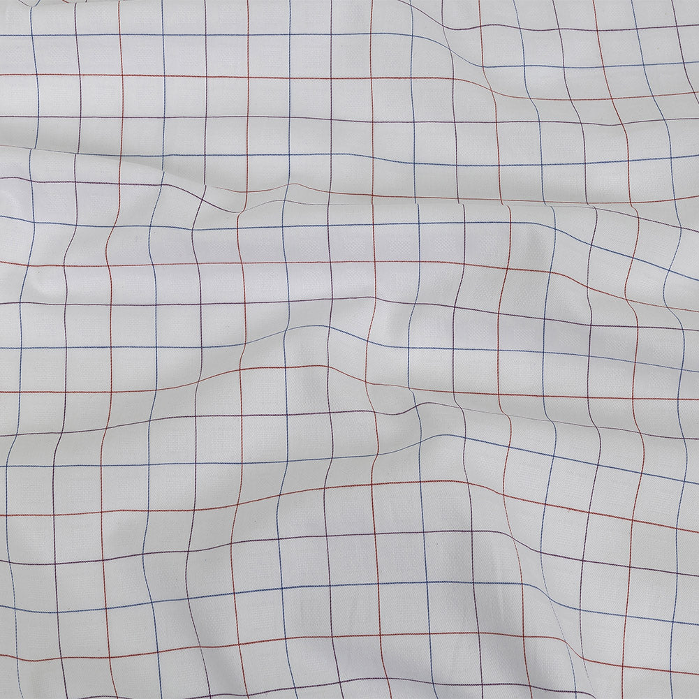 White, Adrenaline Rush and Nebulas Blue Gridded Checks Cotton Shirting