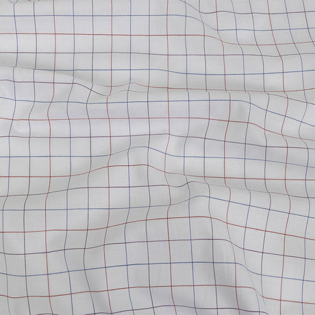 White, Adrenaline Rush and Nebulas Blue Gridded Checks Cotton Shirting