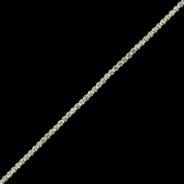 Vintage Czech Single Row Crystal Rhinestones in Silver Metal Settings - 4mm