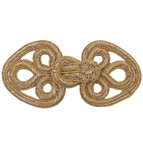 Vintage Gold Lurex Bullion Stitch Classical Frog Closure - 2" x 4.5"