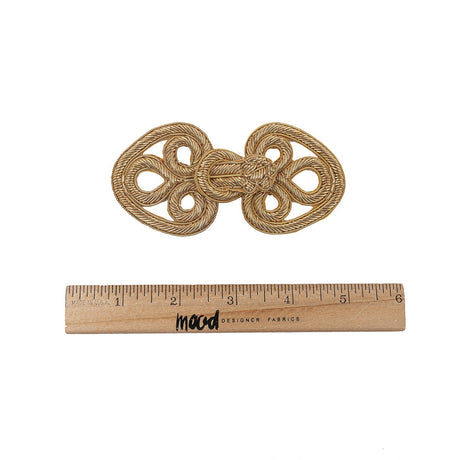 Vintage Gold Lurex Bullion Stitch Classical Frog Closure - 2" x 4.5"