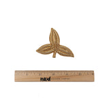 Vintage Gold Lurex Bullion Stitch Leaf Trio Applique - 2.25" x 3"