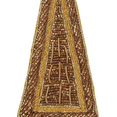 Vintage Metallic Gold Triangle Bullion Embroidered Applique - 5" x 2.125"
