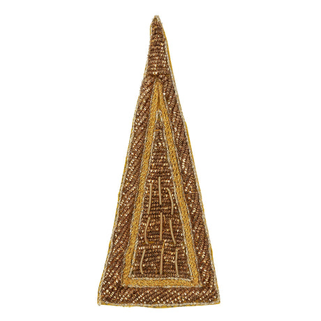 Vintage Metallic Gold Triangle Bullion Embroidered Applique - 5" x 2.125"