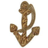 Vintage Metallic Gold Anchor Bullion Embroidered Applique - 2.125" X 1.375"