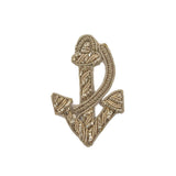 Vintage Silver Lurex Bullion Stitch Anchor Applique - 2.25" x 1.375"