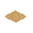Vintage Tan and Natural Floral Sheild Wood Beaded Applique - 5.5" x 3.25"