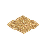 Vintage Tan and Natural Floral Sheild Wood Beaded Applique - 5.5" x 3.25"